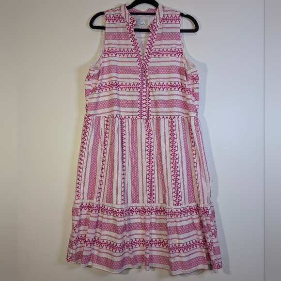 Signature by Robbie Bee Pink Boho Tiered Dress Size M Summer Resortwear Cotton - Picture 2 of 7